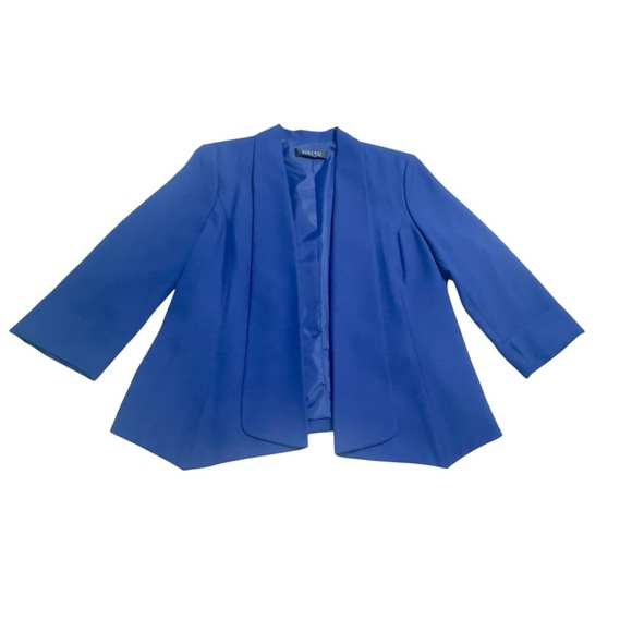 Kasper Royal Blue Cuffed sleeve Shawl collar, open front blazer size 10 - Picture 6 of 12